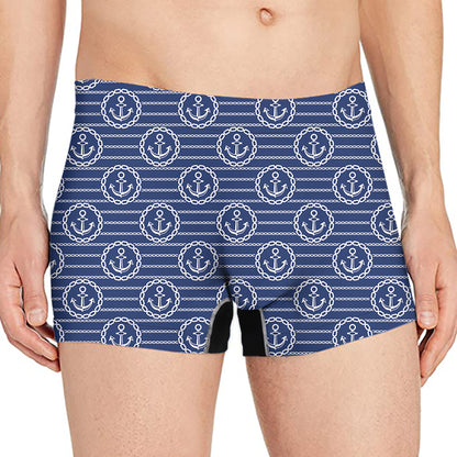 Nautical Anchor Pattern Print Men's Boxer Briefs