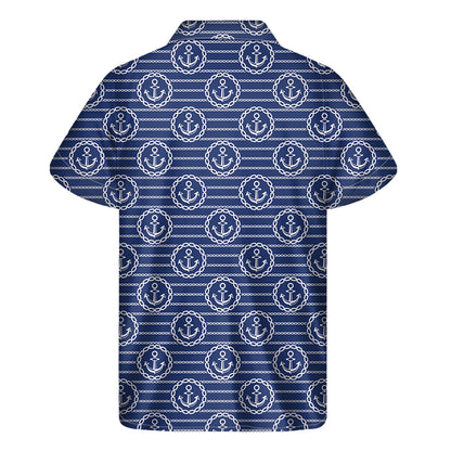 Nautical Anchor Pattern Print Men's Short Sleeve Shirt