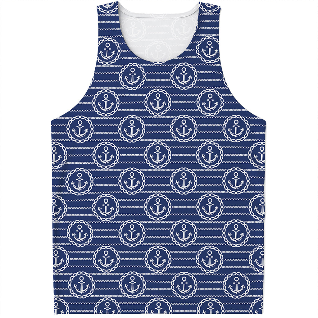Nautical Anchor Pattern Print Men's Tank Top