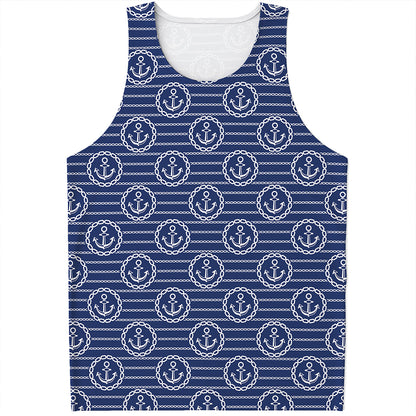 Nautical Anchor Pattern Print Men's Tank Top