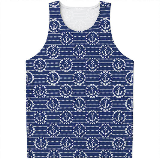 Nautical Anchor Pattern Print Men's Tank Top