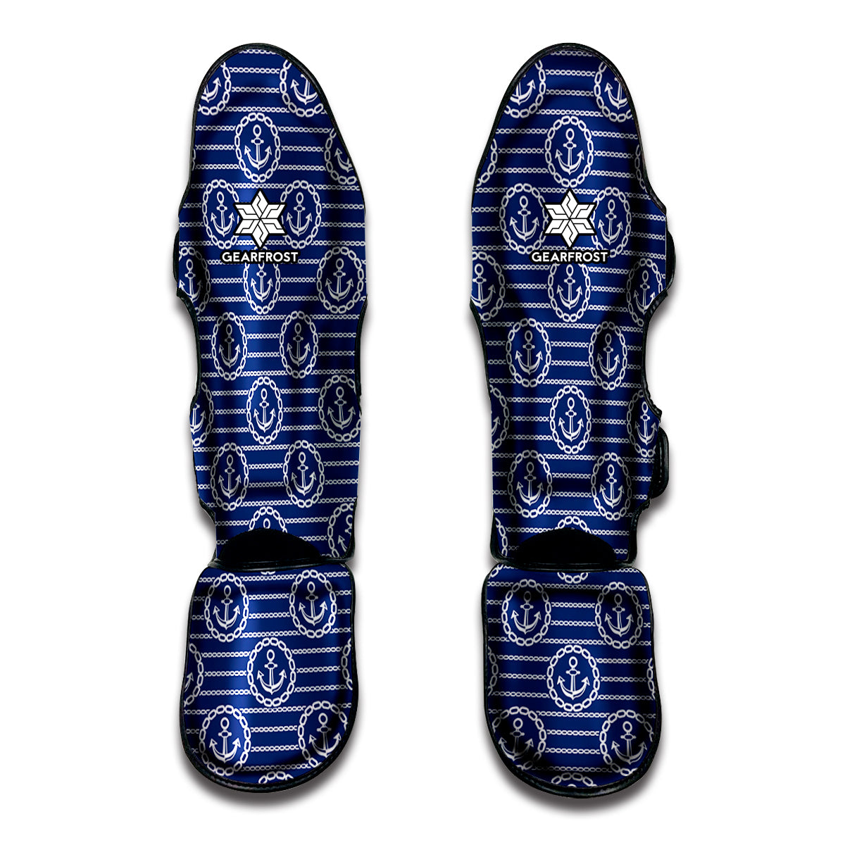 Nautical Anchor Pattern Print Muay Thai Shin Guard