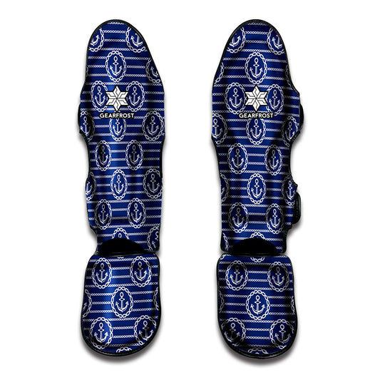 Nautical Anchor Pattern Print Muay Thai Shin Guard