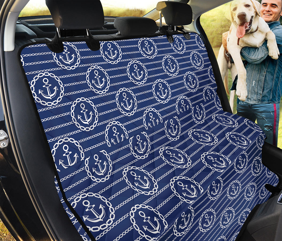 Nautical Anchor Pattern Print Pet Car Back Seat Cover