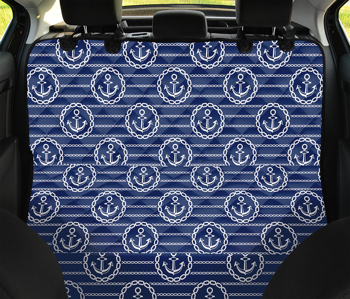 Nautical Anchor Pattern Print Pet Car Back Seat Cover