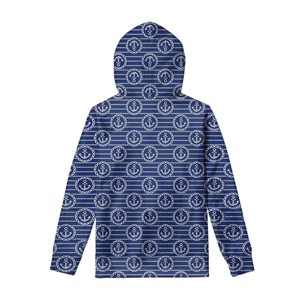 Nautical Anchor Pattern Print Pullover Hoodie