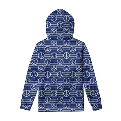 Nautical Anchor Pattern Print Pullover Hoodie