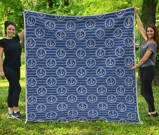 Nautical Anchor Pattern Print Quilt