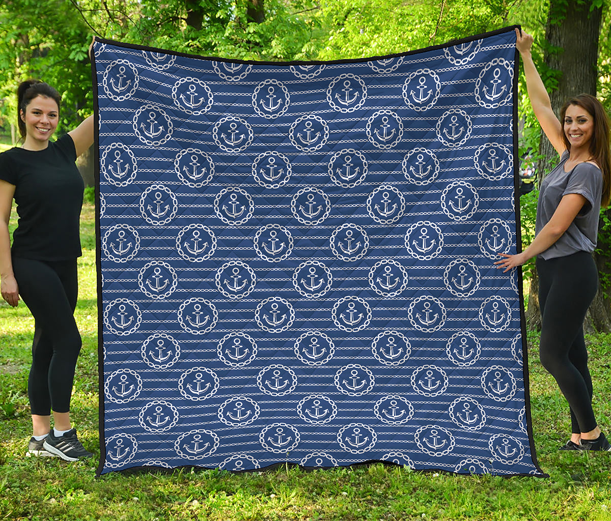Nautical Anchor Pattern Print Quilt