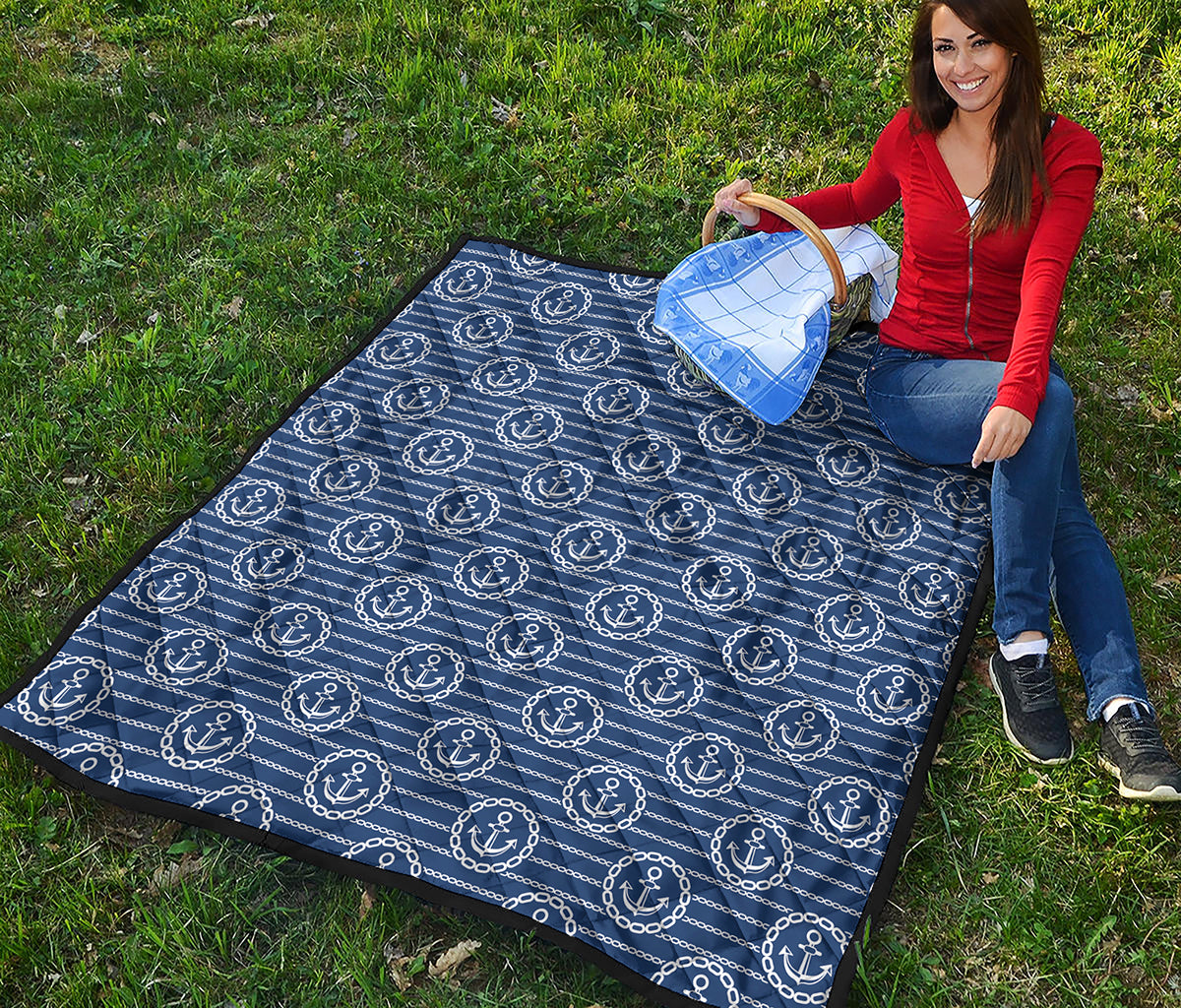 Nautical Anchor Pattern Print Quilt