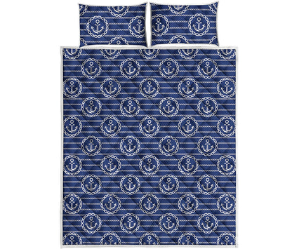 Nautical Anchor Pattern Print Quilt Bed Set