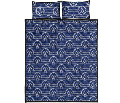 Nautical Anchor Pattern Print Quilt Bed Set