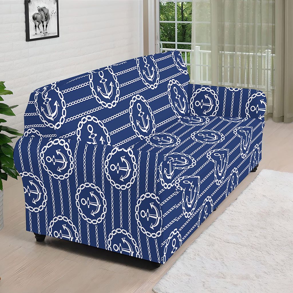 Nautical Anchor Pattern Print Sofa Cover