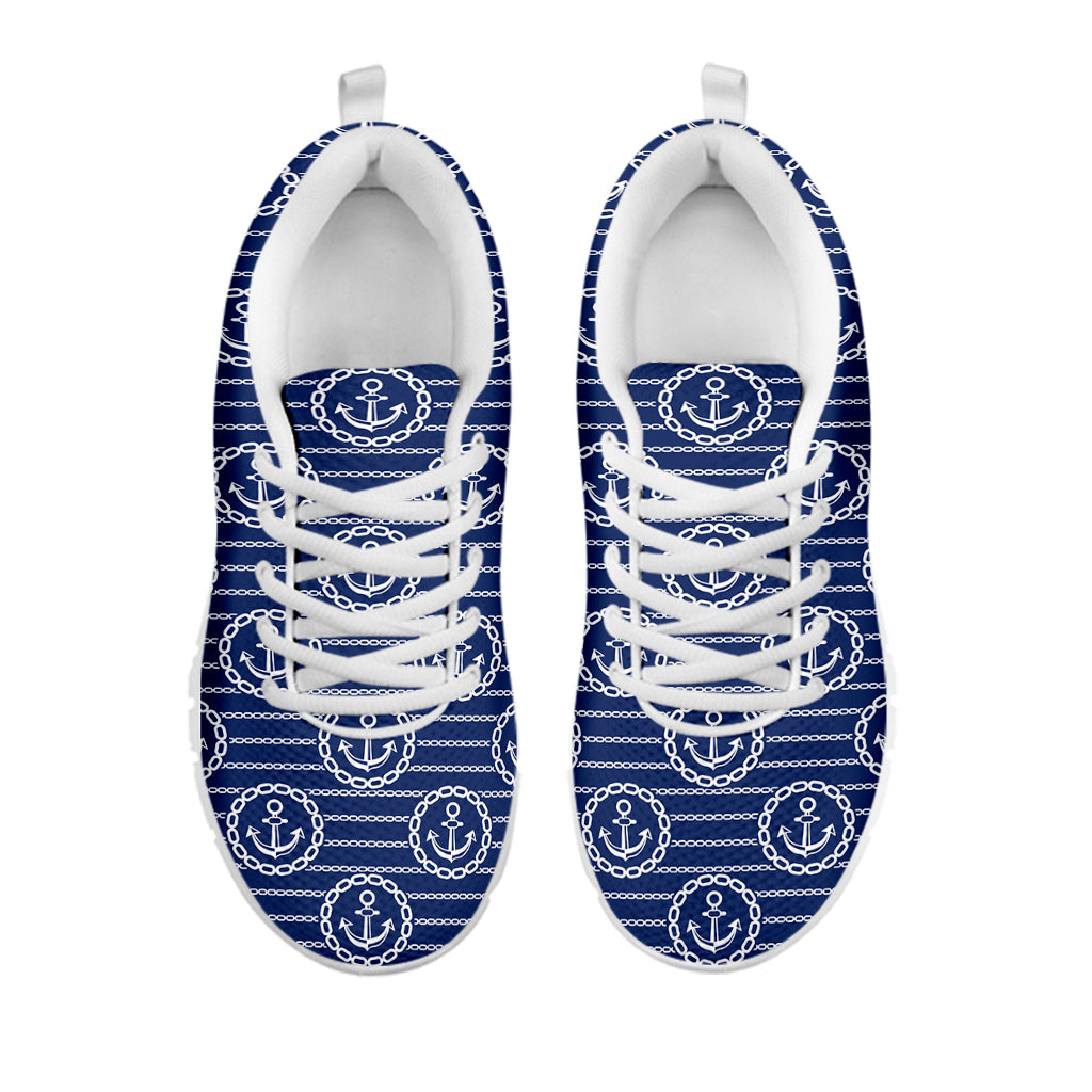 Nautical Anchor Pattern Print White Sneakers