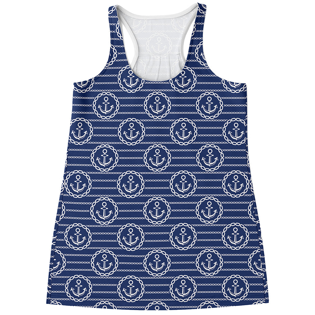 Nautical Anchor Pattern Print Women's Racerback Tank Top