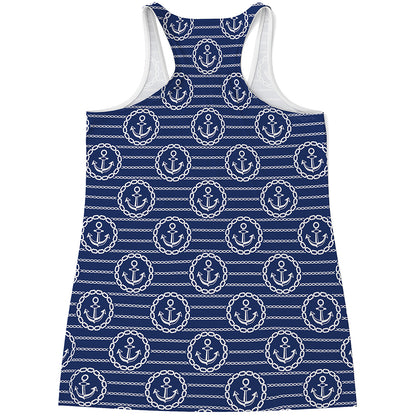 Nautical Anchor Pattern Print Women's Racerback Tank Top