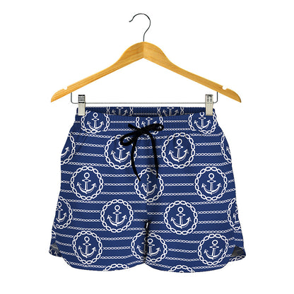 Nautical Anchor Pattern Print Women's Shorts