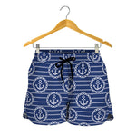 Nautical Anchor Pattern Print Women's Shorts