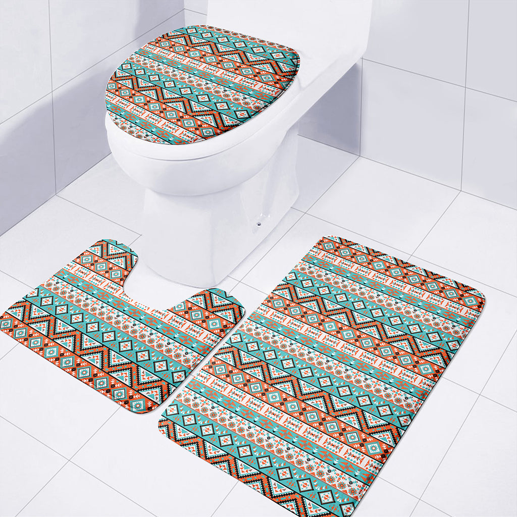 Navajo Geometric Pattern Print 3 Piece Bath Mat Set