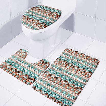 Navajo Geometric Pattern Print 3 Piece Bath Mat Set