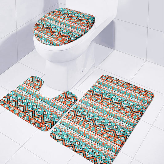 Navajo Geometric Pattern Print 3 Piece Bath Mat Set
