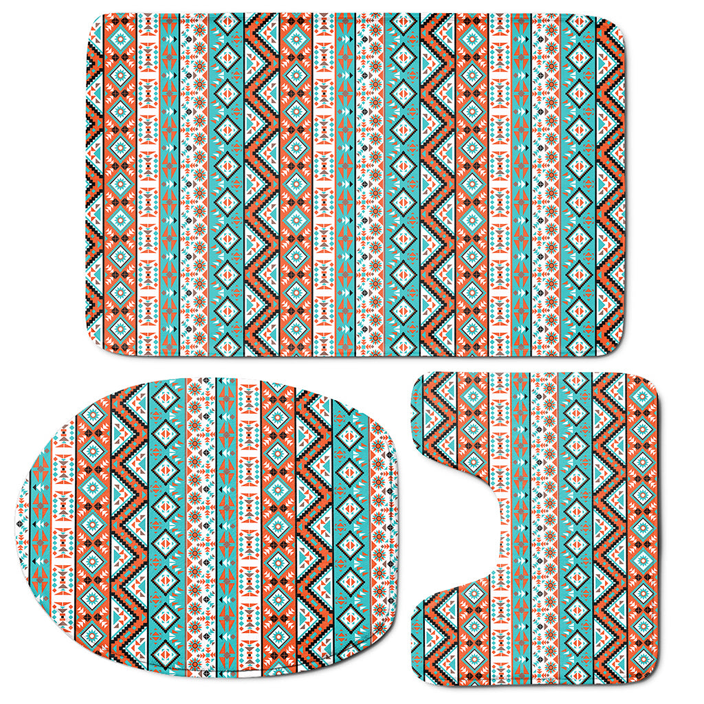 Navajo Geometric Pattern Print 3 Piece Bath Mat Set
