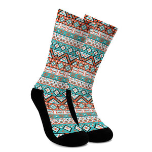 Navajo Geometric Pattern Print Crew Socks