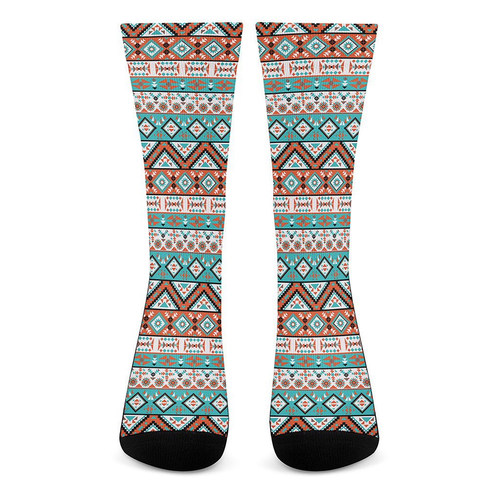 Navajo Geometric Pattern Print Crew Socks