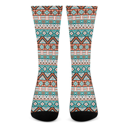 Navajo Geometric Pattern Print Crew Socks