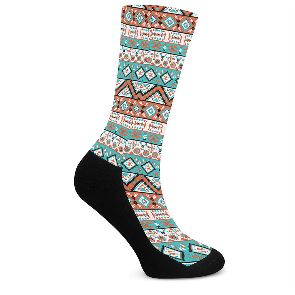 Navajo Geometric Pattern Print Crew Socks