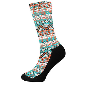 Navajo Geometric Pattern Print Crew Socks