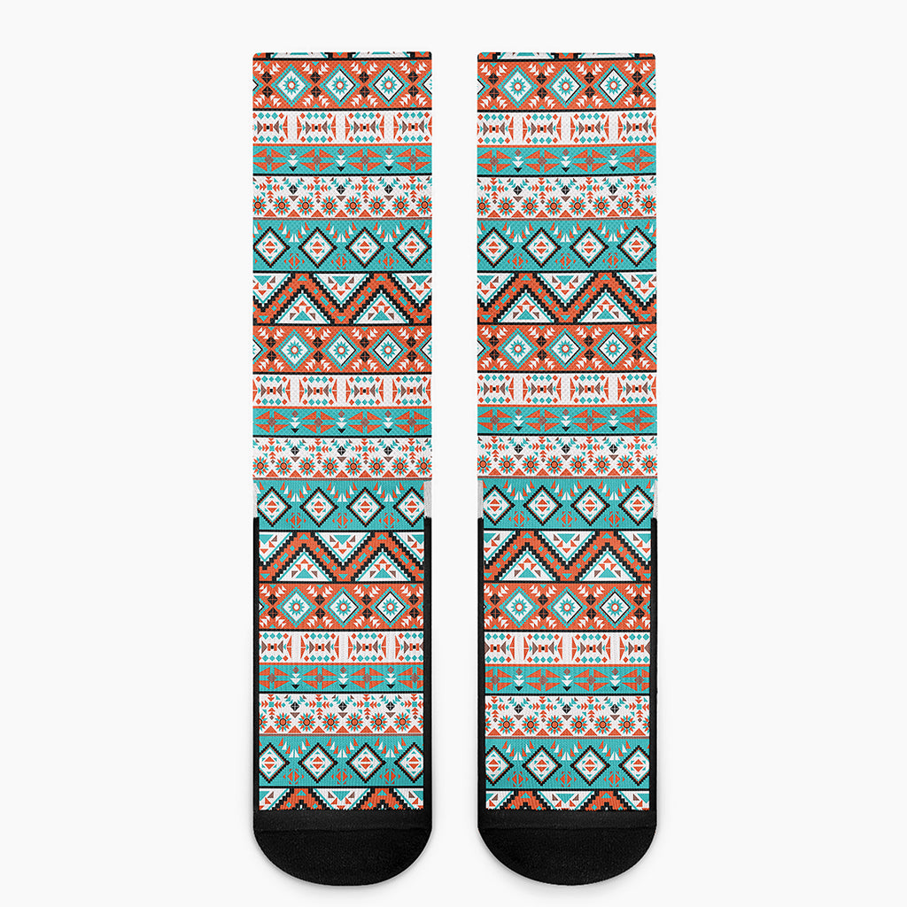 Navajo Geometric Pattern Print Crew Socks