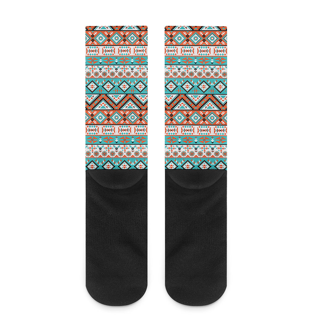 Navajo Geometric Pattern Print Crew Socks