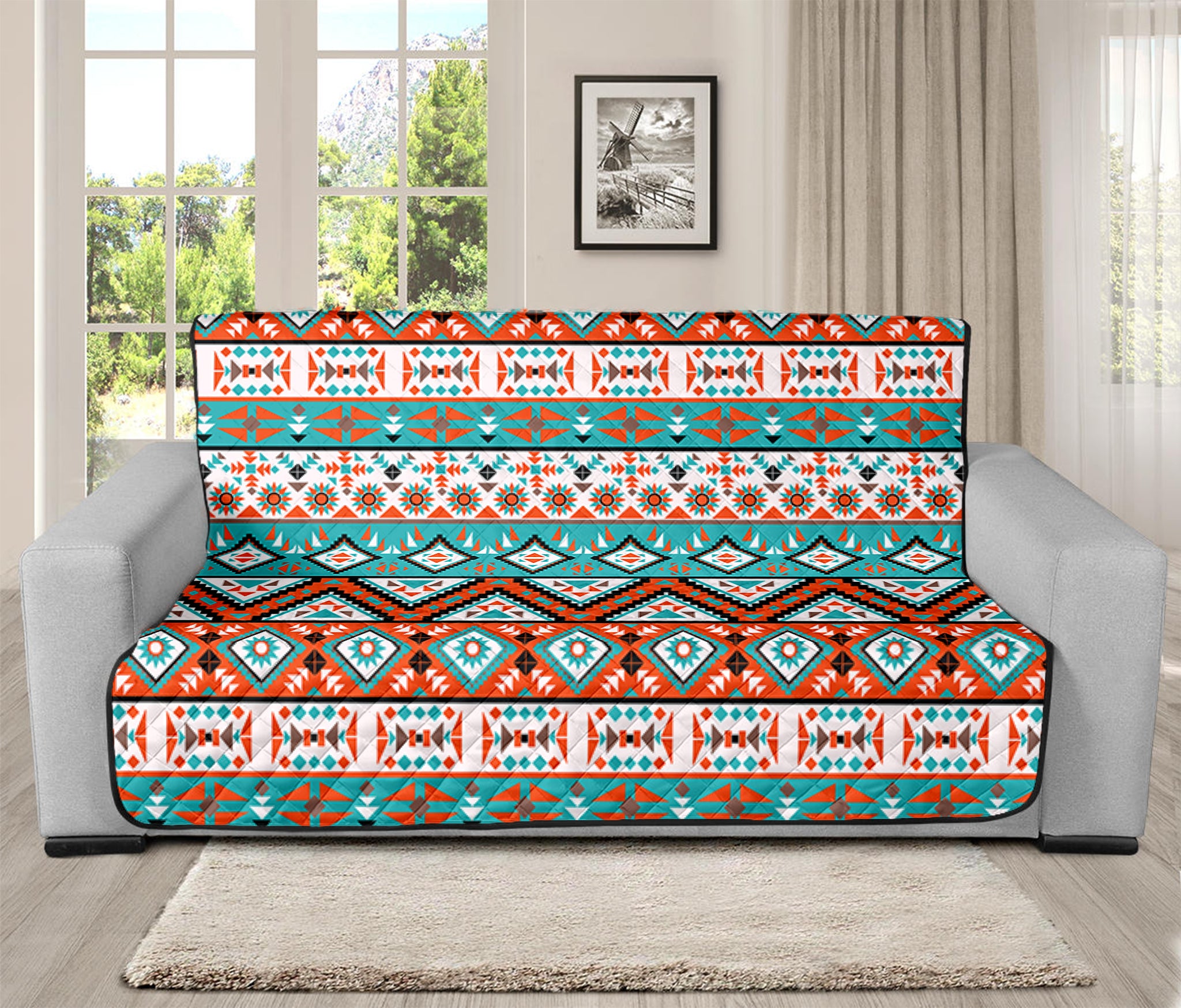 Navajo Geometric Pattern Print Futon Protector