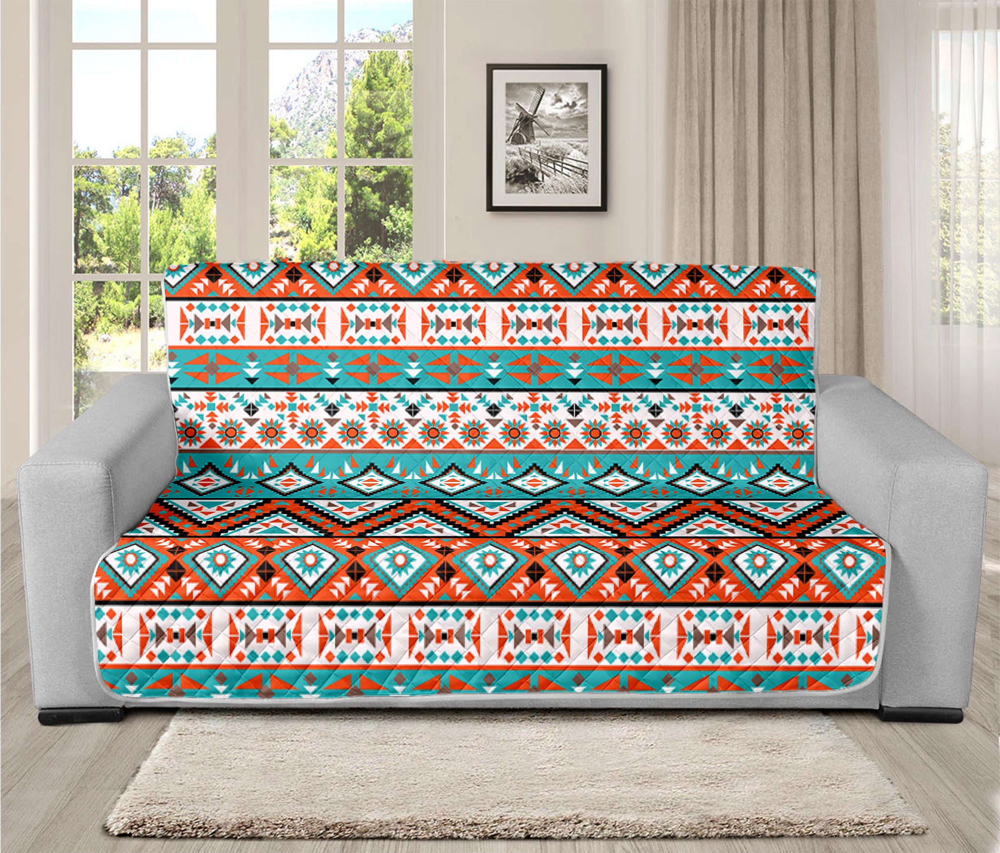 Navajo Geometric Pattern Print Futon Protector