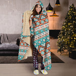 Navajo Geometric Pattern Print Hooded Blanket