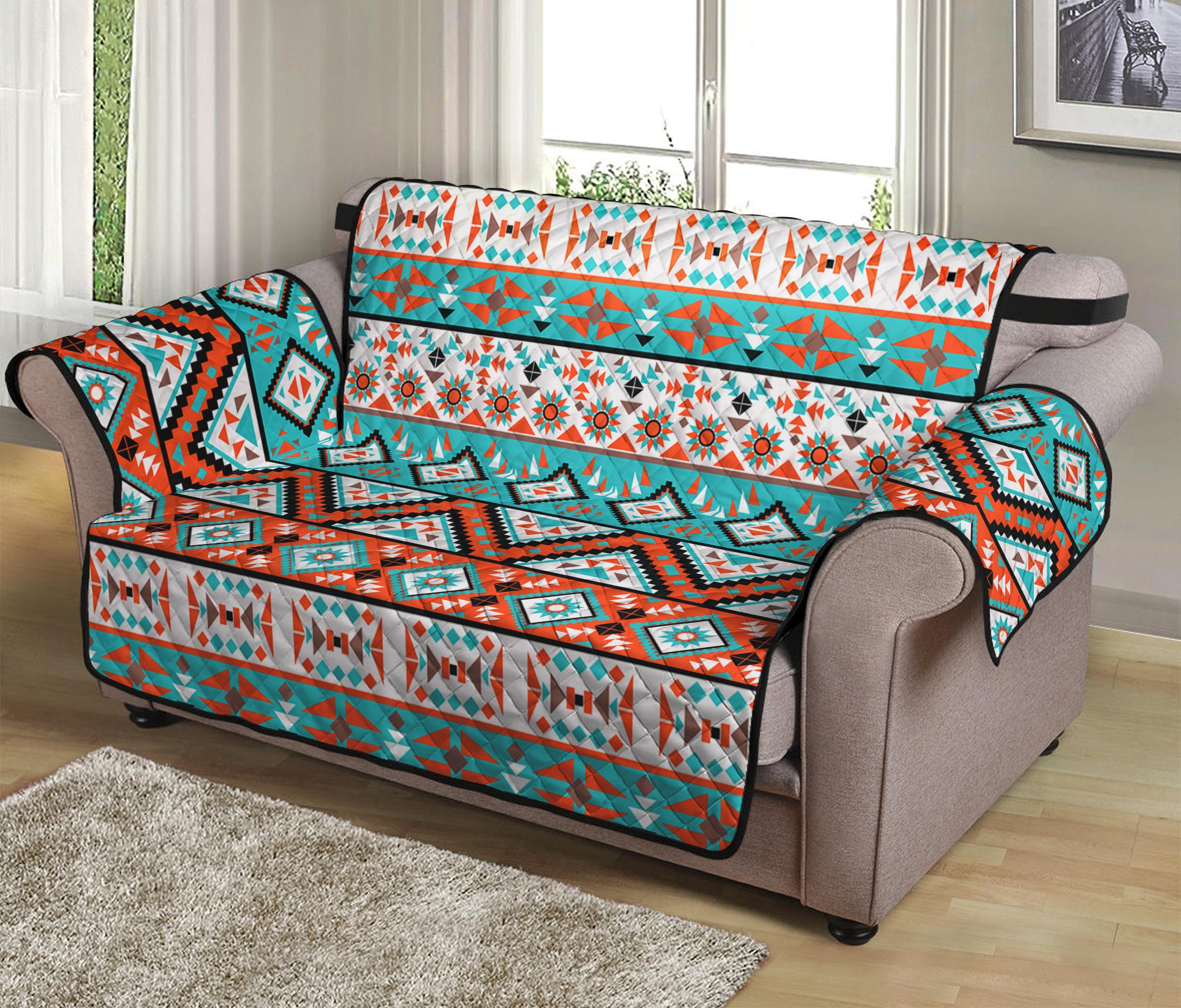 Navajo Geometric Pattern Print Loveseat Protector