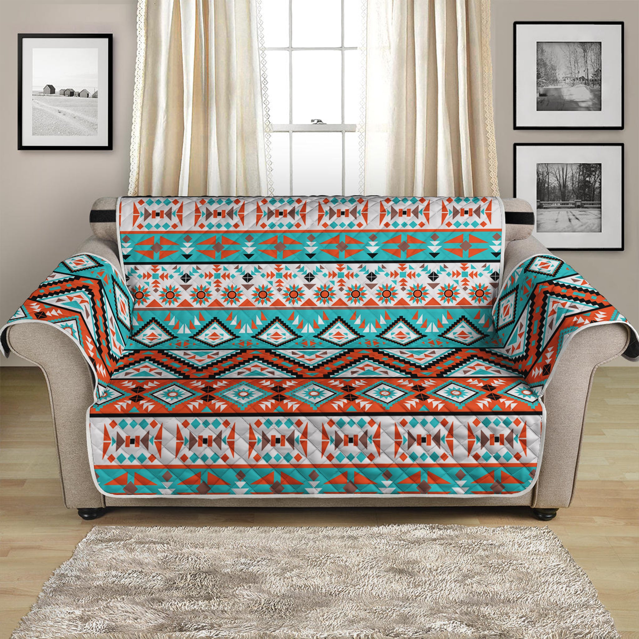 Navajo Geometric Pattern Print Loveseat Protector