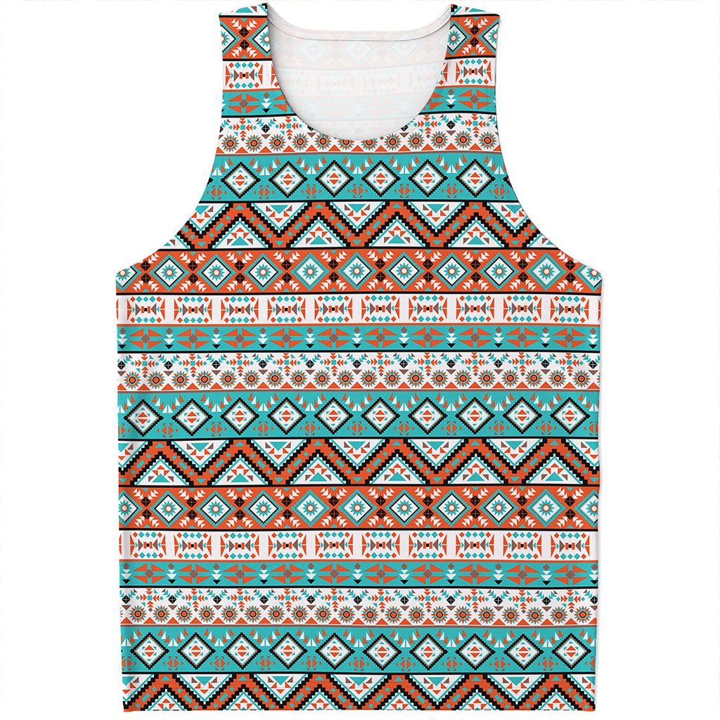 Navajo Geometric Pattern Print Men's Tank Top