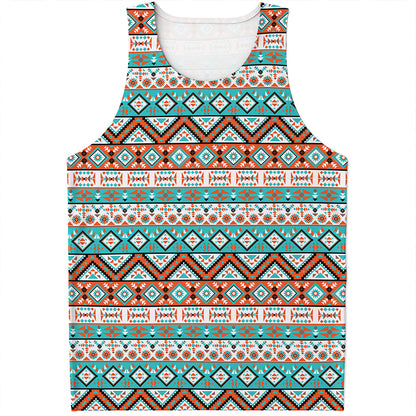 Navajo Geometric Pattern Print Men's Tank Top