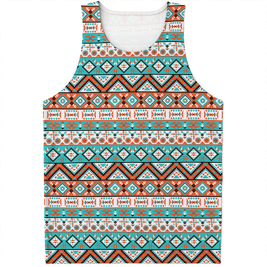 Navajo Geometric Pattern Print Men's Tank Top
