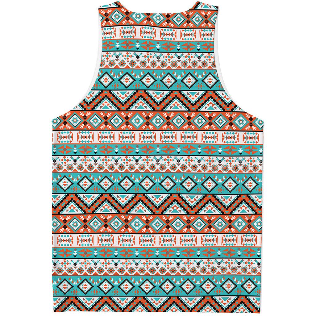 Navajo Geometric Pattern Print Men's Tank Top