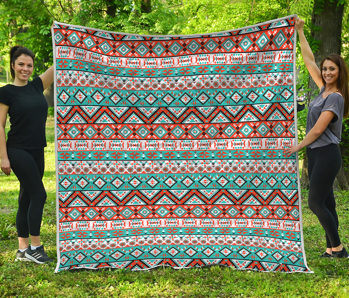 Navajo Geometric Pattern Print Quilt