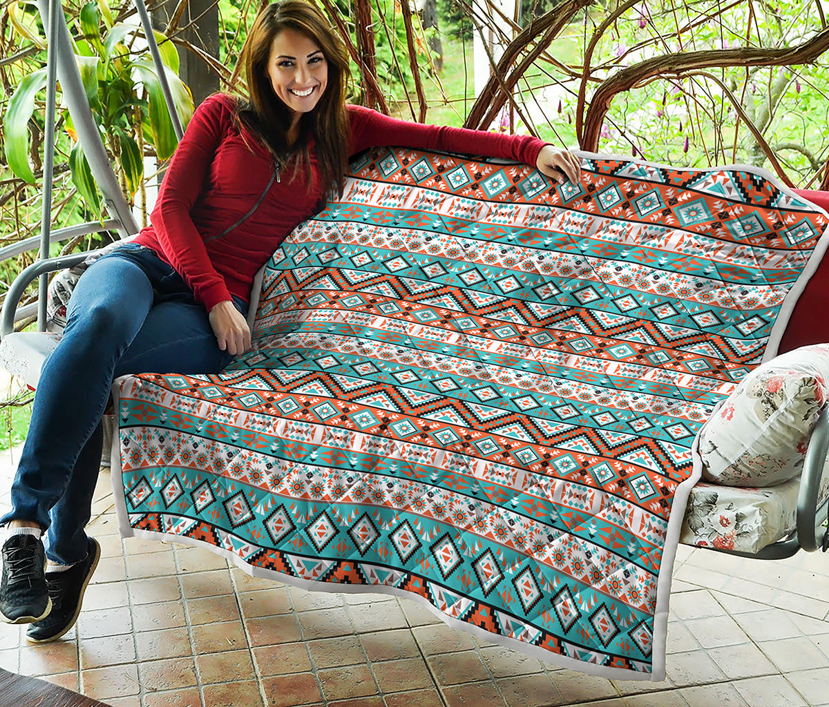 Navajo Geometric Pattern Print Quilt