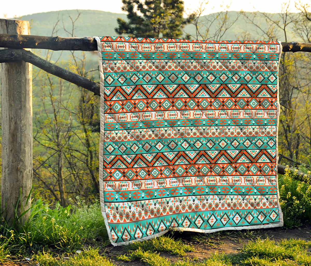 Navajo Geometric Pattern Print Quilt