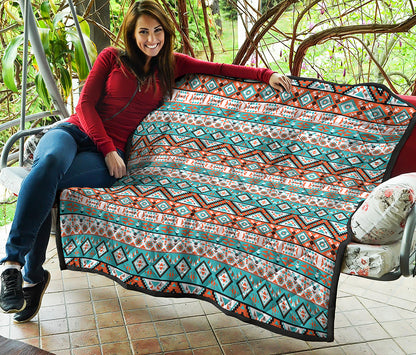 Navajo Geometric Pattern Print Quilt