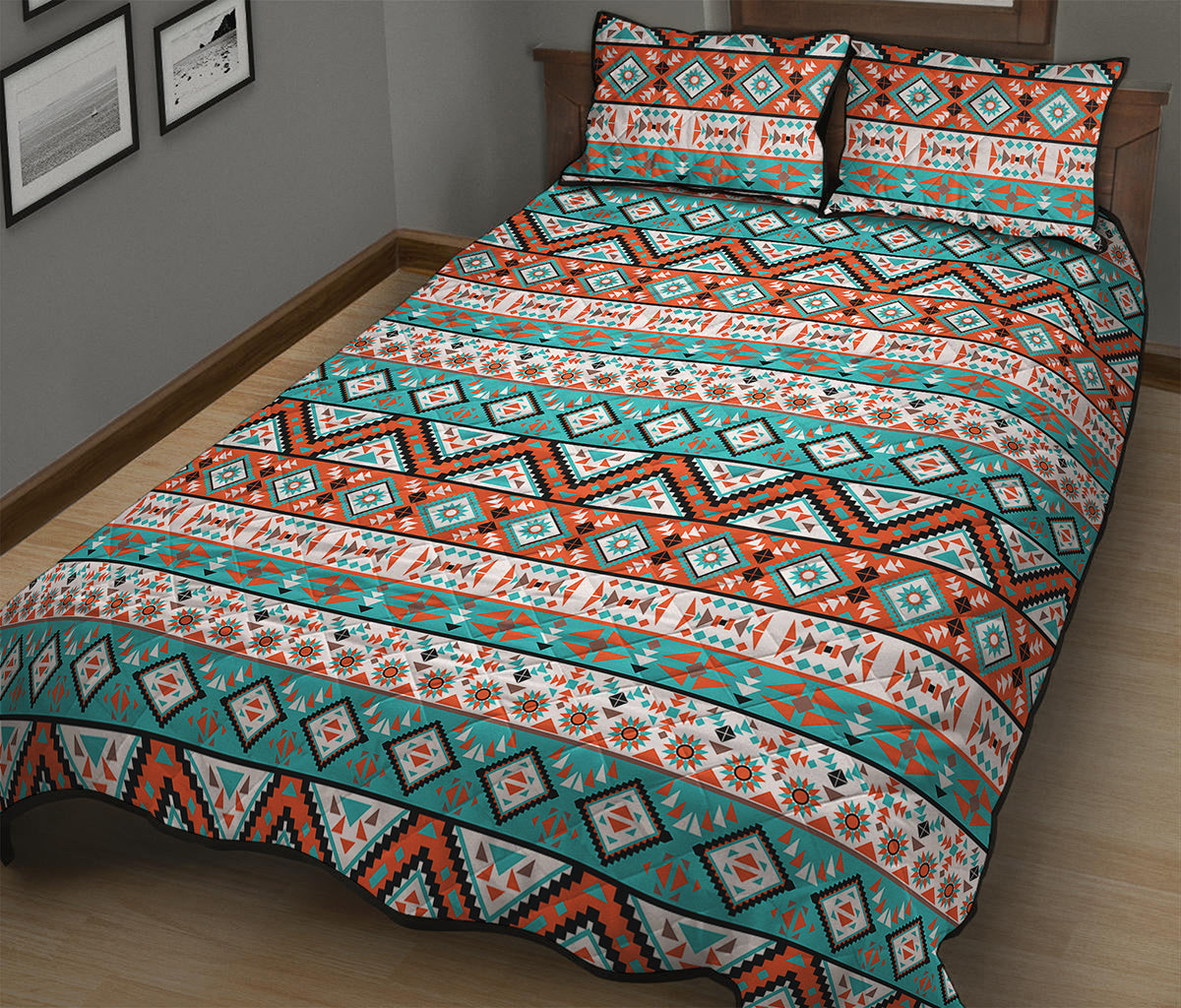 Navajo Geometric Pattern Print Quilt Bed Set