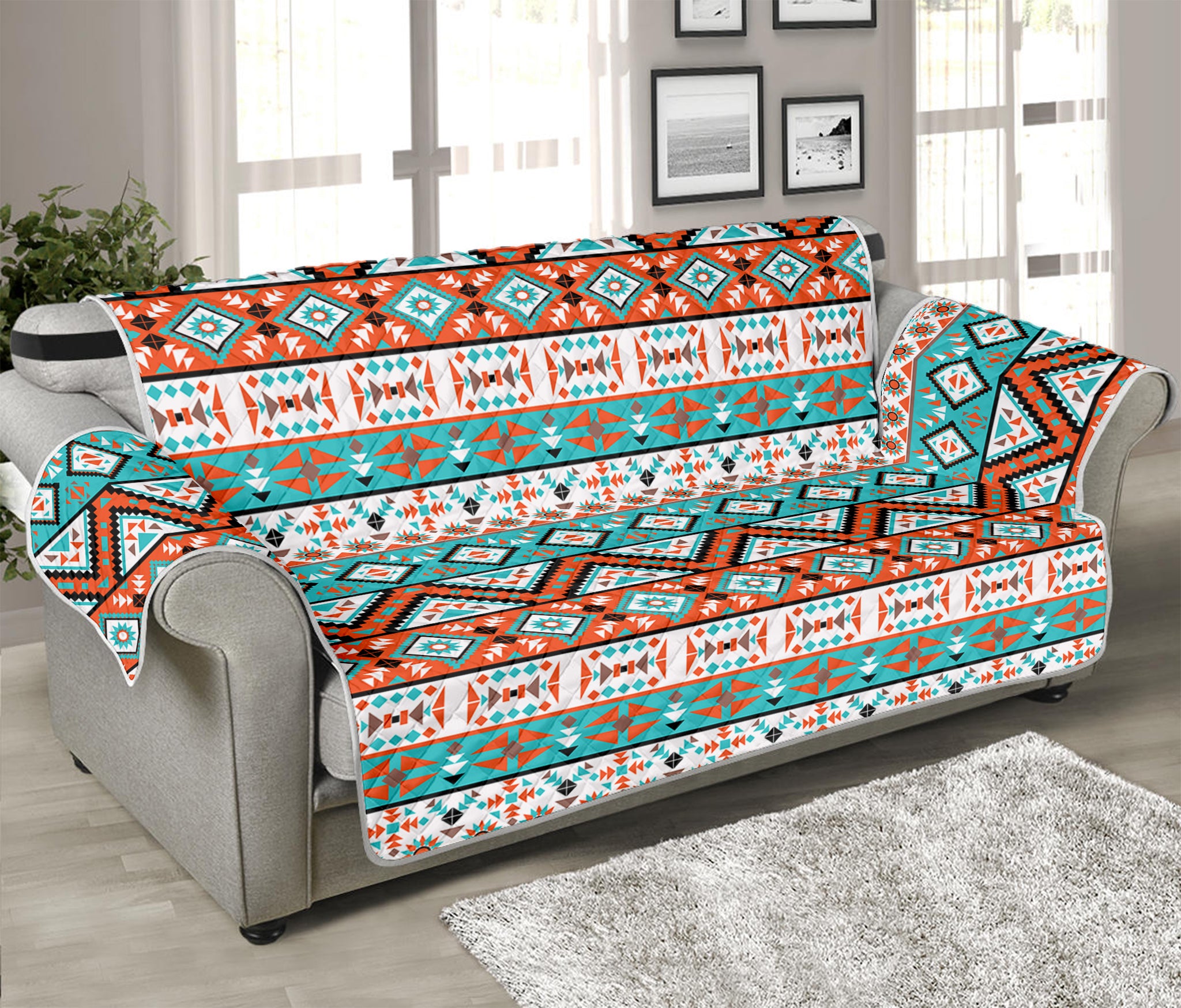 Navajo Geometric Pattern Print Sofa Protector