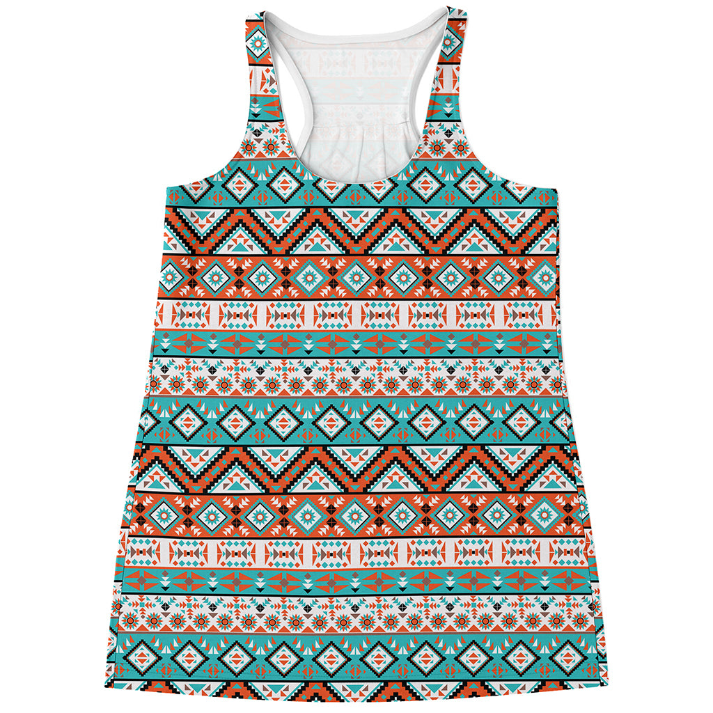 Navajo Geometric Pattern Print Women's Racerback Tank Top