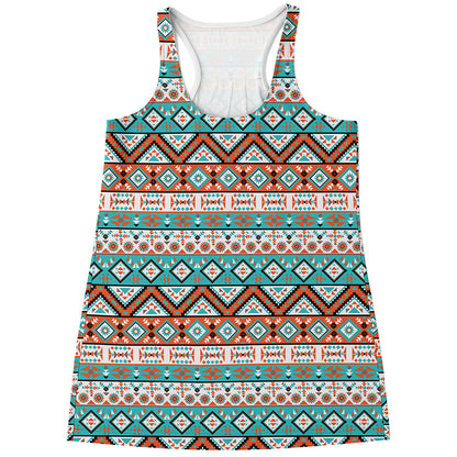 Navajo Geometric Pattern Print Women's Racerback Tank Top